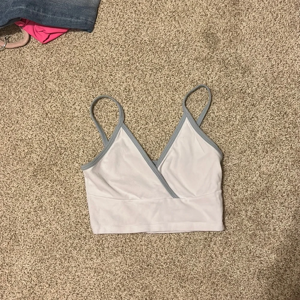 white and blue john galt crop tank - Picture 1 of 1